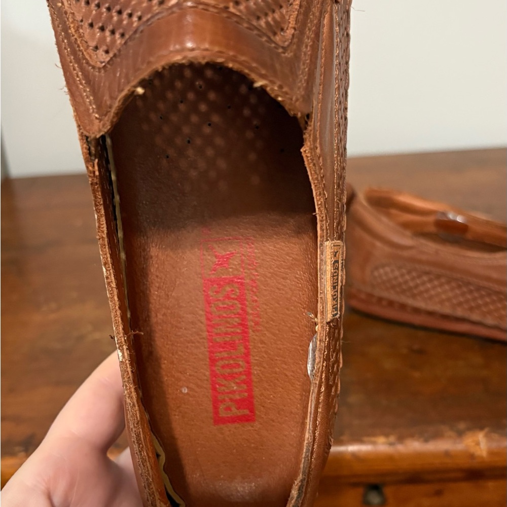 PIKOLINOS Tan Perforated Slip-On Loafers - Picture 6 of 11